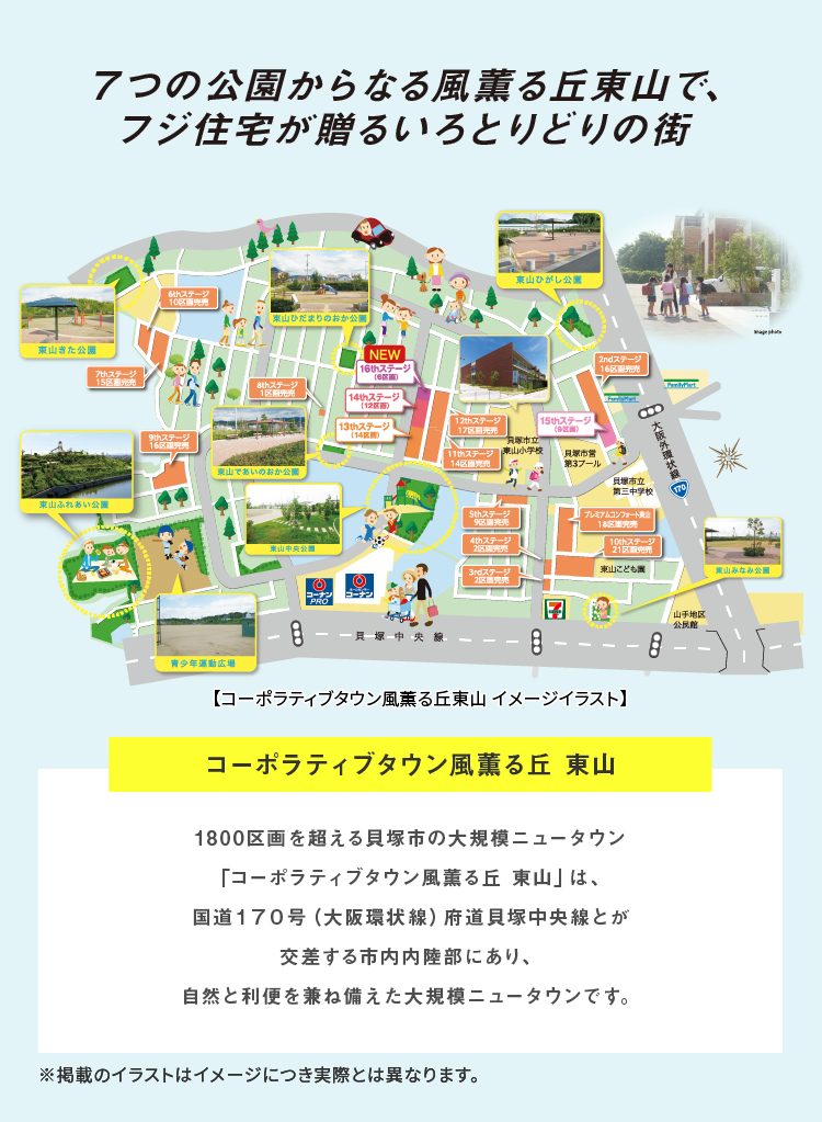 プレミアムコンフォート貝塚東山13 14 15ステージ 岸和田市尾生町 フジ住宅 大阪 神戸 阪神間 北摂 和歌山の新築一戸建て 土地 マンション