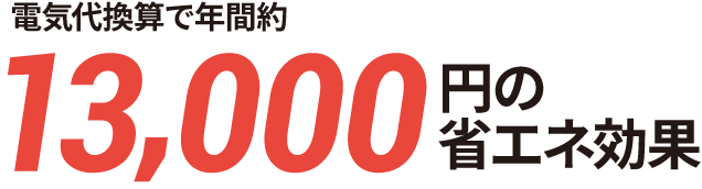 電気代換算で年間約15,000円の省エネ効果